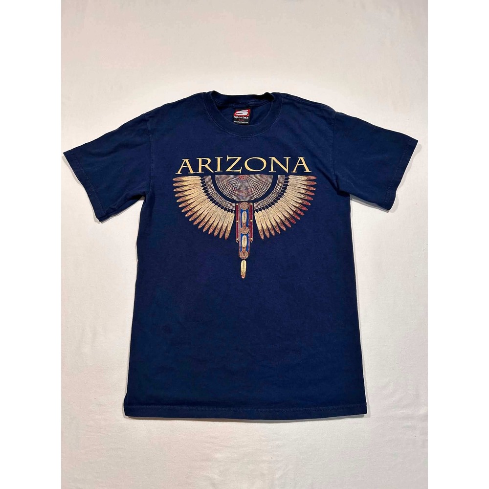 Vintage Sportex Arizona T Shirt Mens Small Navy Blue Made in USA Southwestern